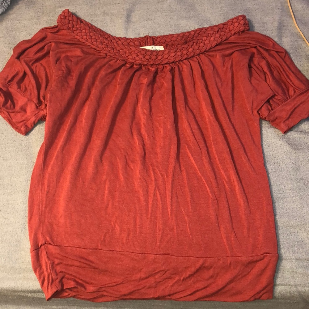 American Rag red off the shoulder blouse